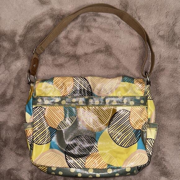 Fossil Key Per “Retro Leaves” Coated Canvas School/Messenger/Travel/Diaper Bag - Picture 2 of 9